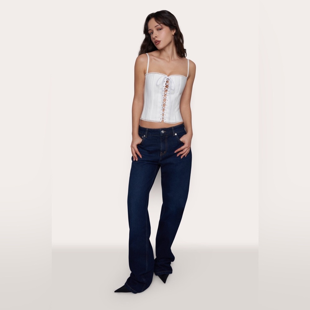 Danielle Guizio Low Rise Denim Dark Wash - Picture 1 of 7